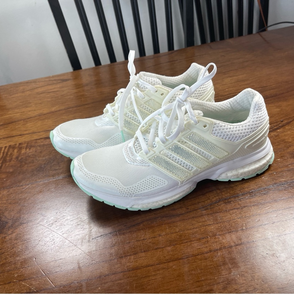 adidas White and Mint Green Women's Sneakers - Picture 3 of 9